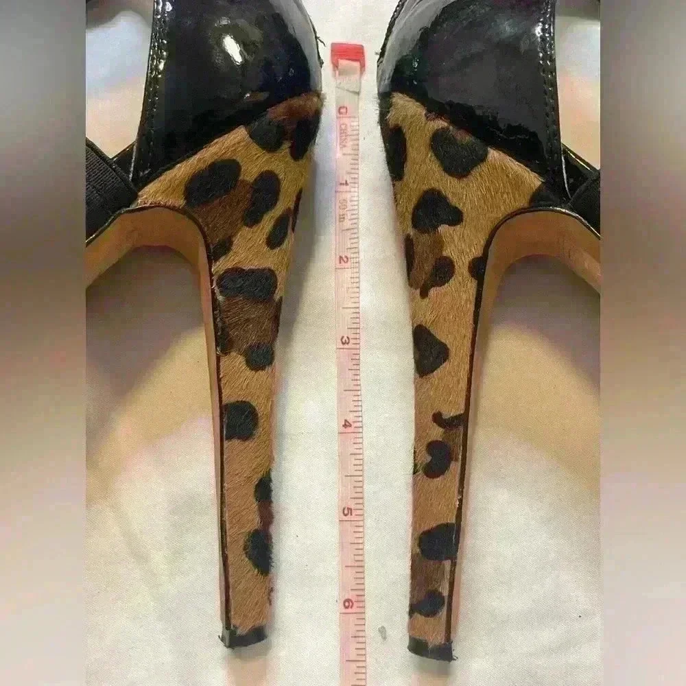 Kardashians Bebe Women’s Platform Wedge Strappy Heel Size 10 Black Leopard - Picture 3 of 8